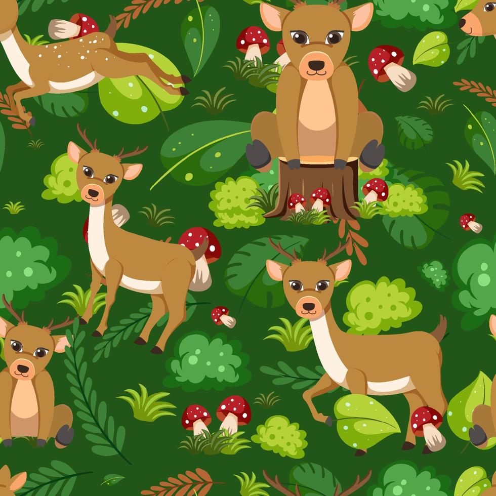 Cute deer seamless pattern vector