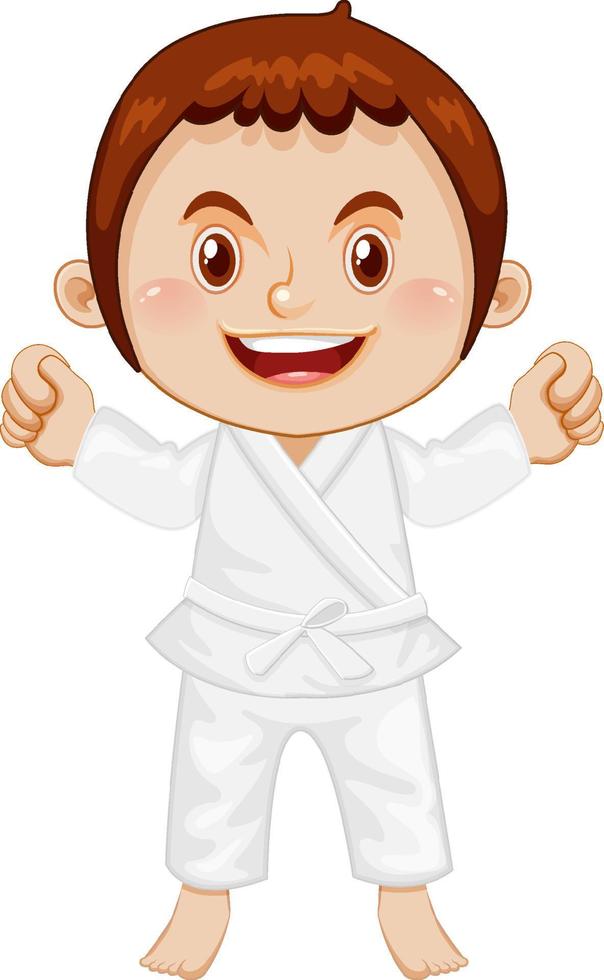 un niño con uniforme de taekwondo vector