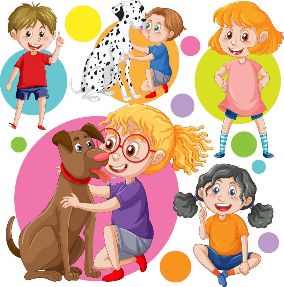 Children cartoon character seamless pattern vector