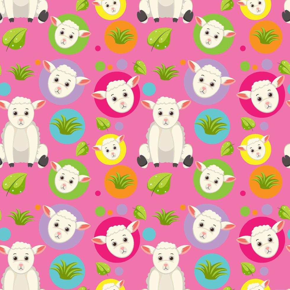 Cute sheep seamless pattern vector