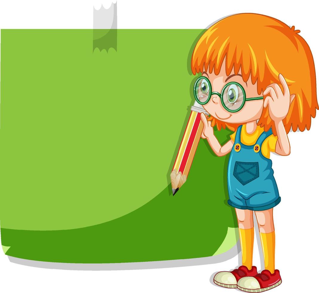 Cute girl cartoon character with colour notepad vector
