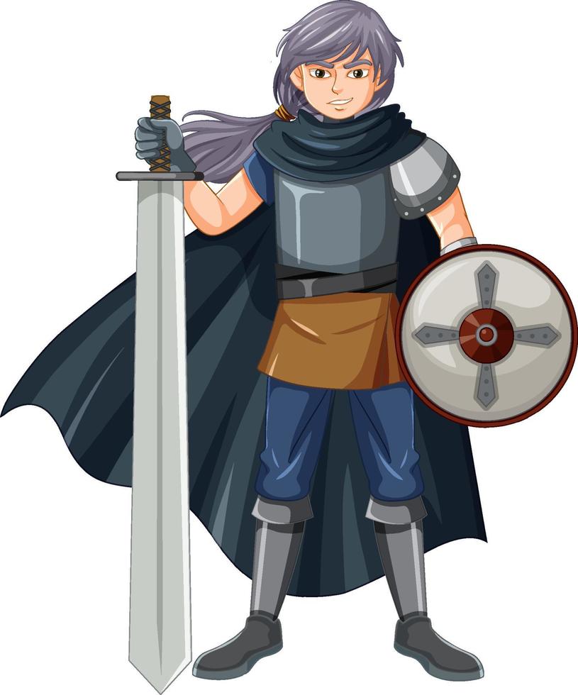 Medieval knight with weapon vector