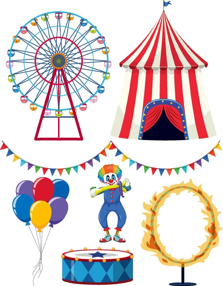 Set of circus element on white background vector