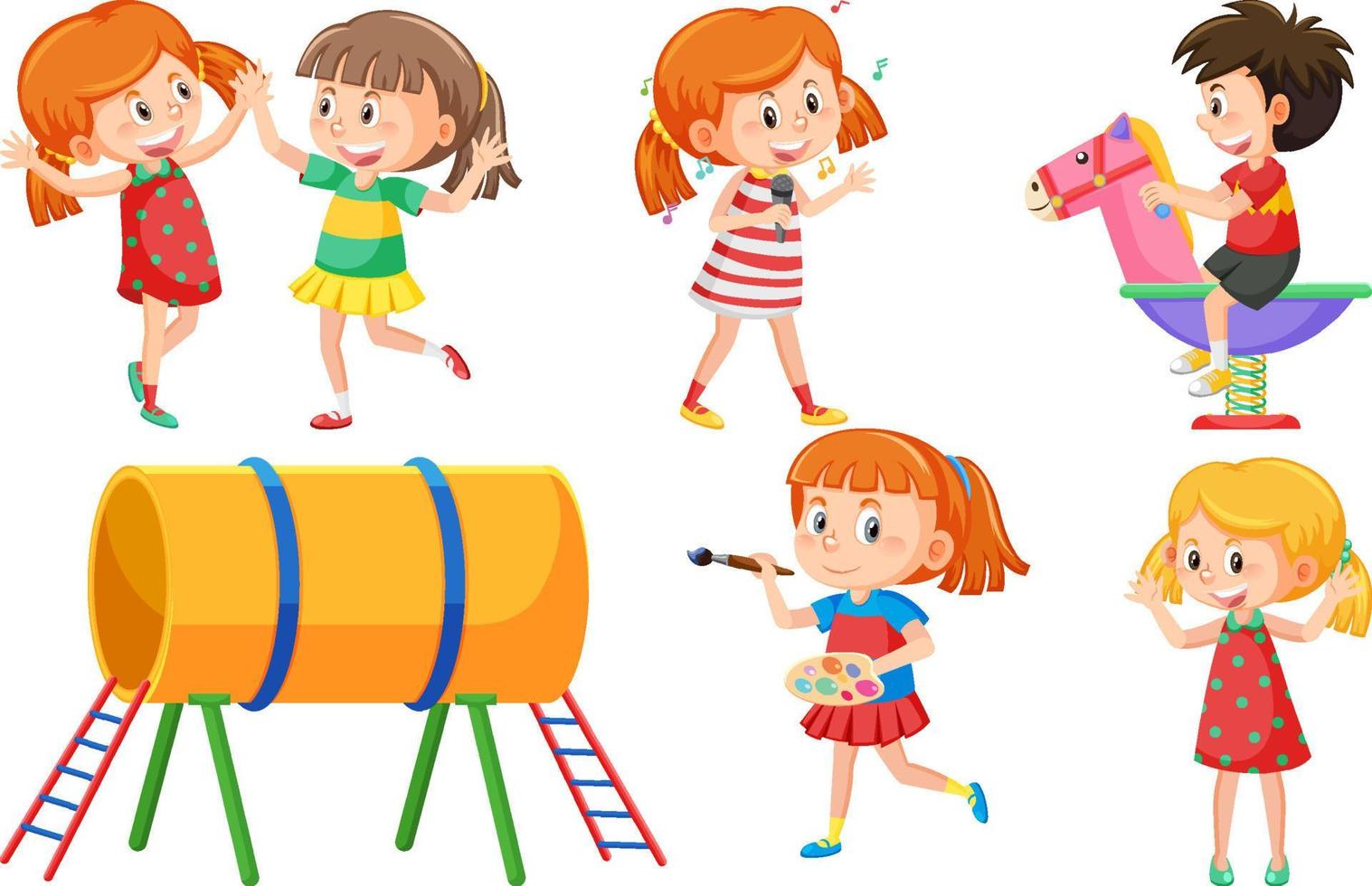 Set of children doing different activities vector