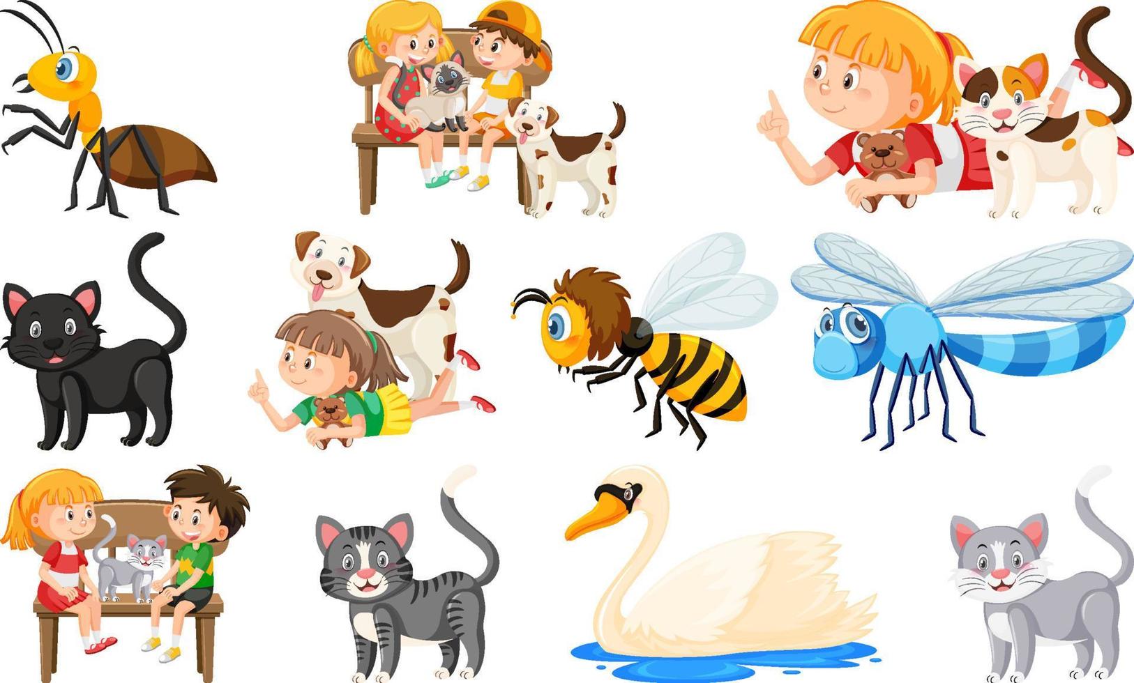 conjunto de varios animales salvajes en estilo de dibujos animados vector