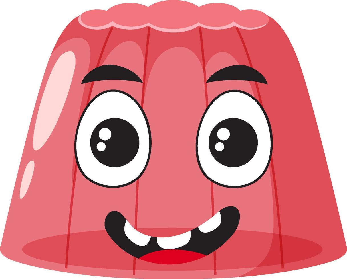 Strawberry gelatine jelly with facial expression vector