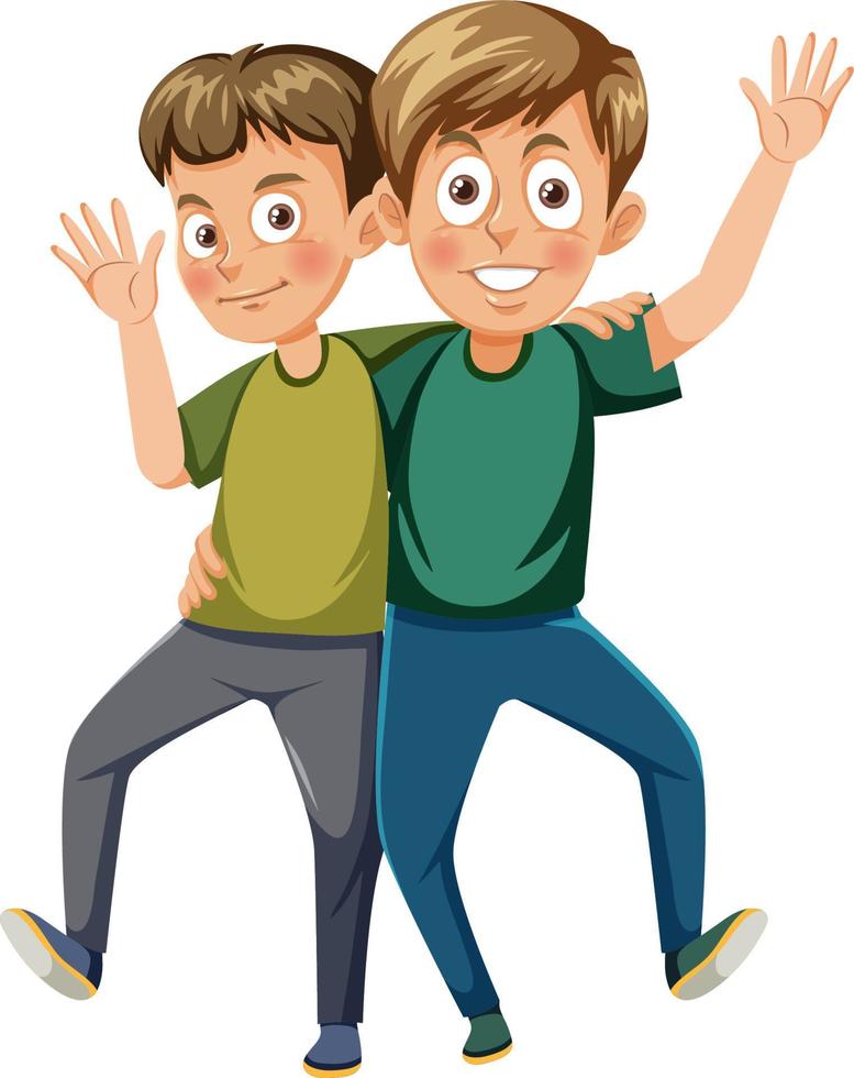 Best friends boys cartoon character vector