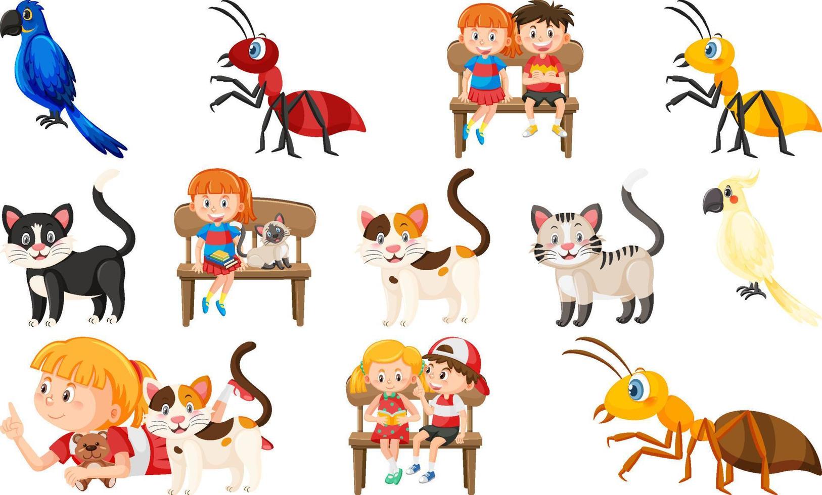 Set of various wild animals in cartoon style vector