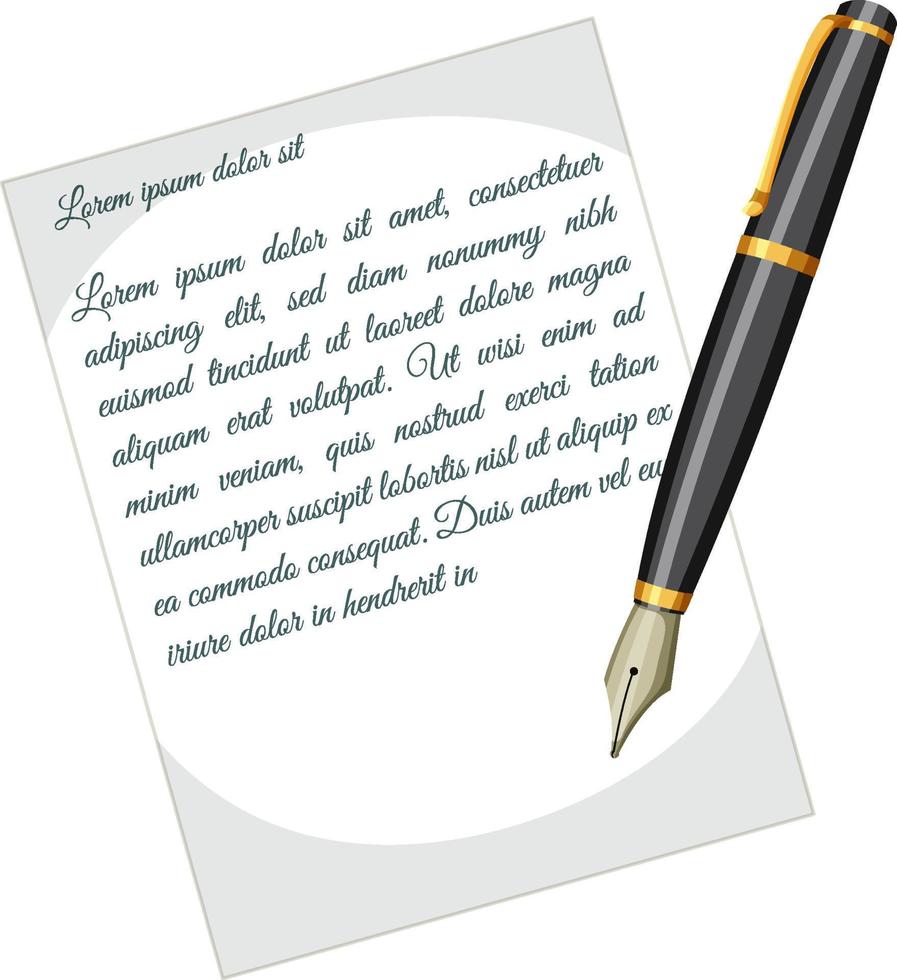 Pen and writing paper vector
