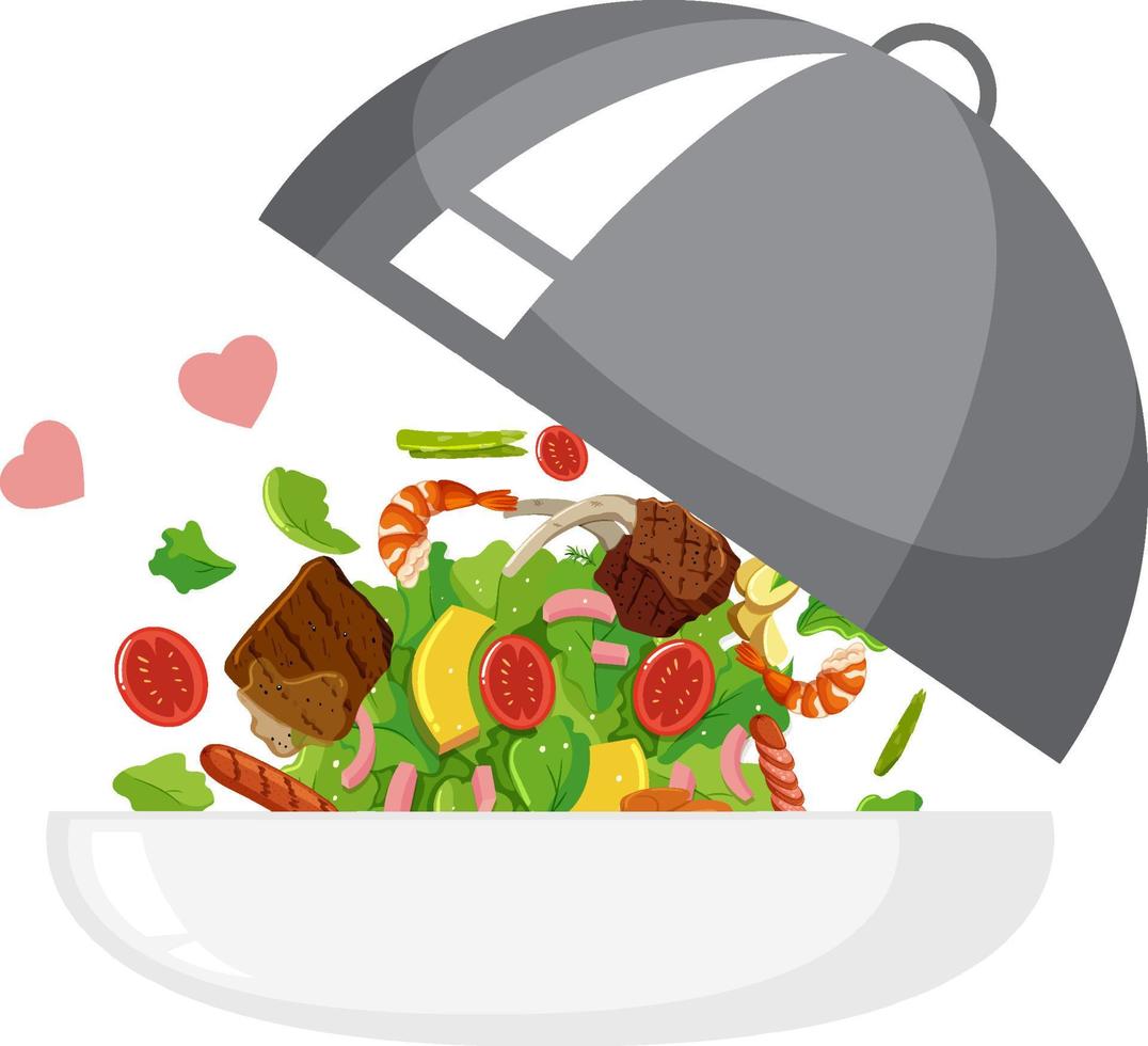 Vegetable salad bowl isolated vector