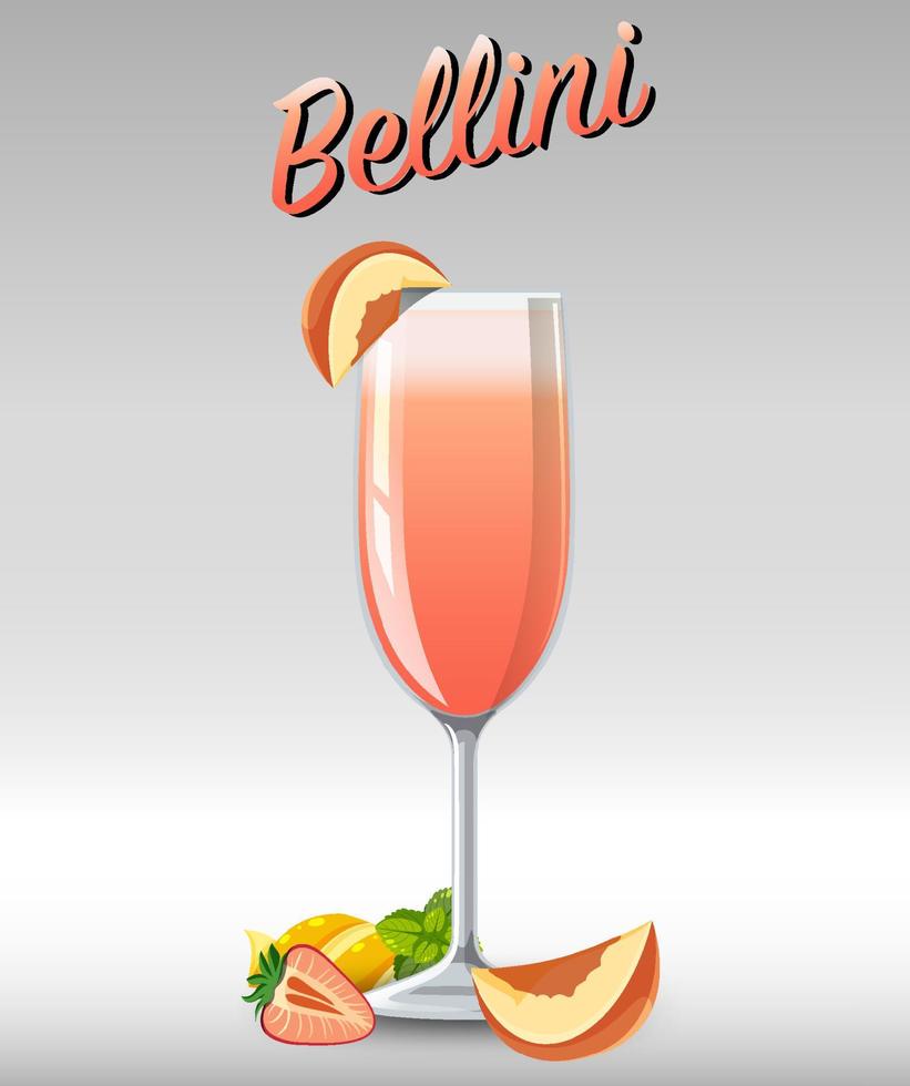 cóctel bellini en el vaso vector