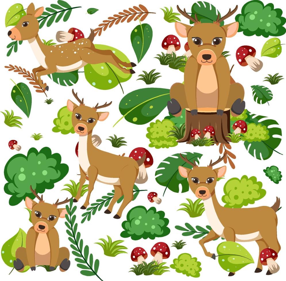 Cute deer seamless pattern vector