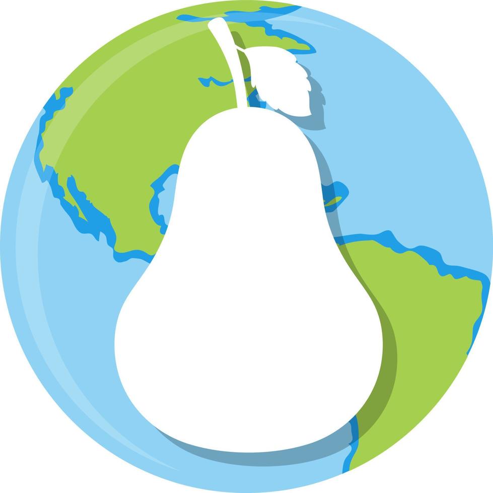 Pear fruit on circle earth icon vector