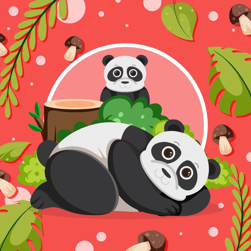 Cute panda in flat cartoon style vector