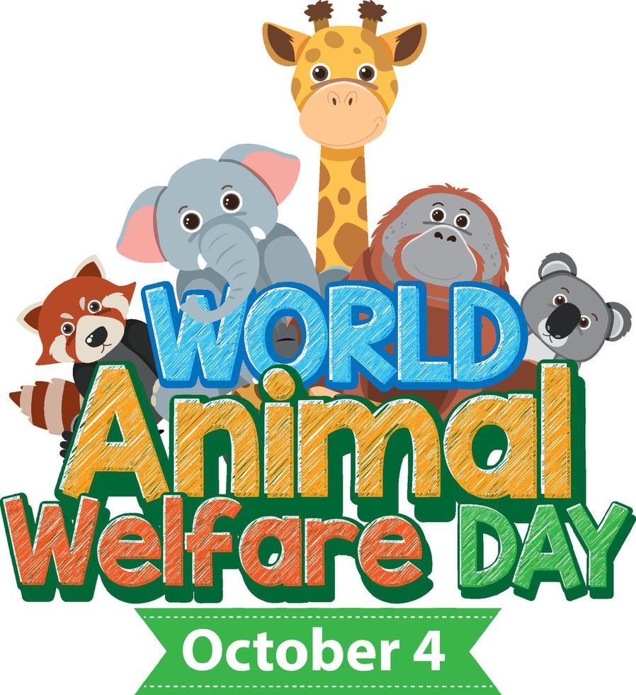 día mundial del bienestar animal 4 de octubre vector