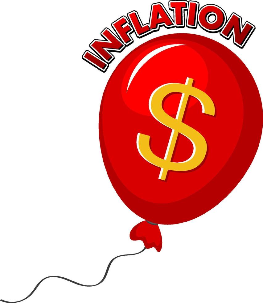 Inflation with dollar symbol on red balloon vector