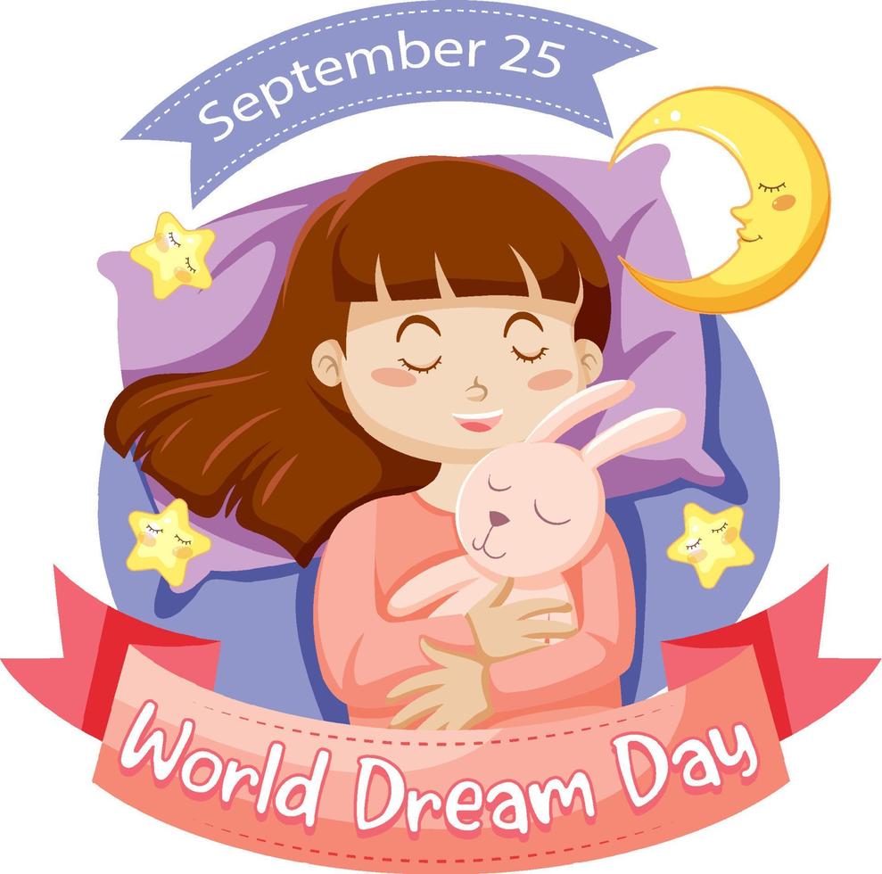 World dream day banner design with cartoon character vector