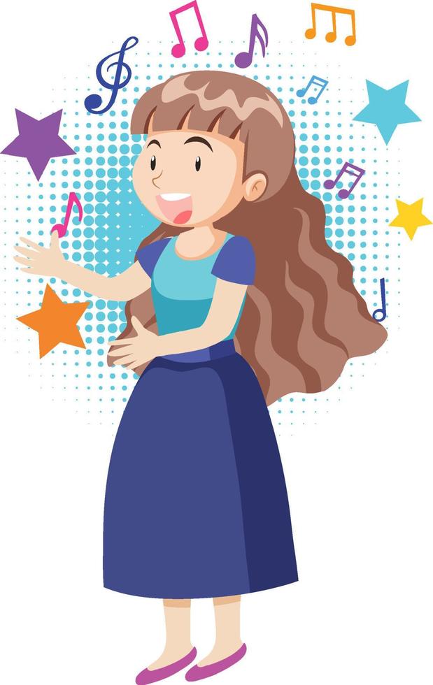 Female singer cartoon character vector