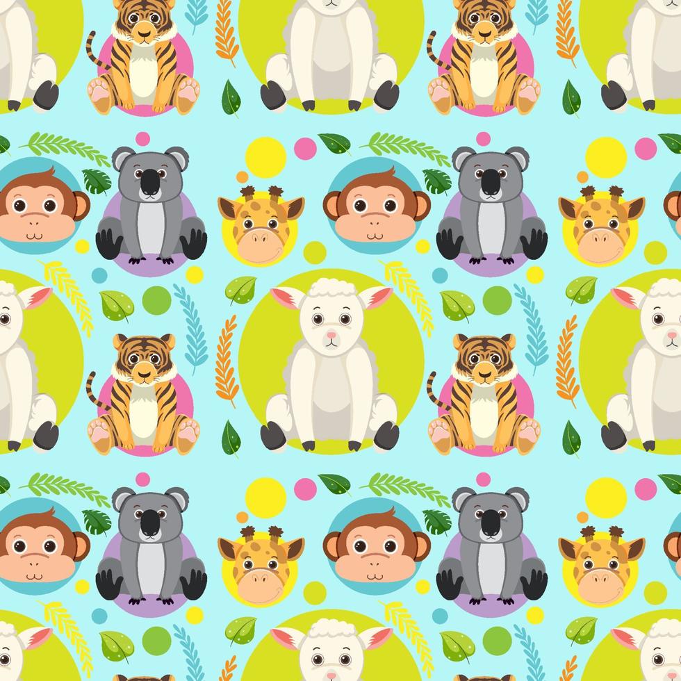 Cute animals seamless pattern vector