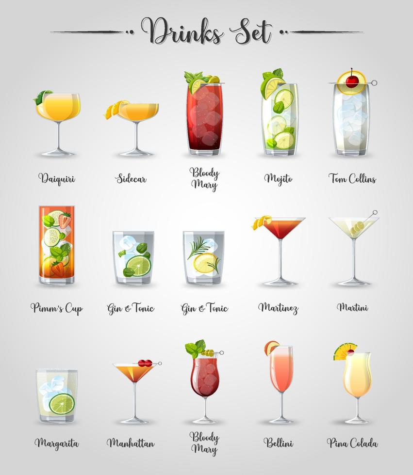 Cocktail menu poster design vector