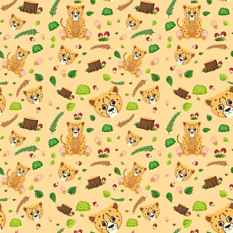 Cheetah cute animal seamless pattern vector