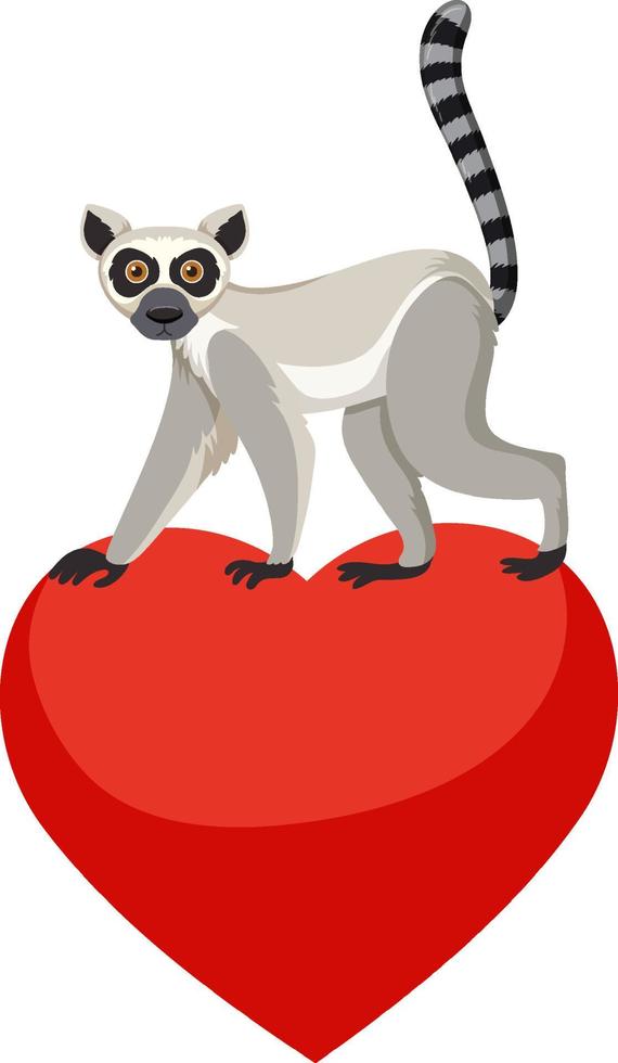 Lemur walking on heart vector