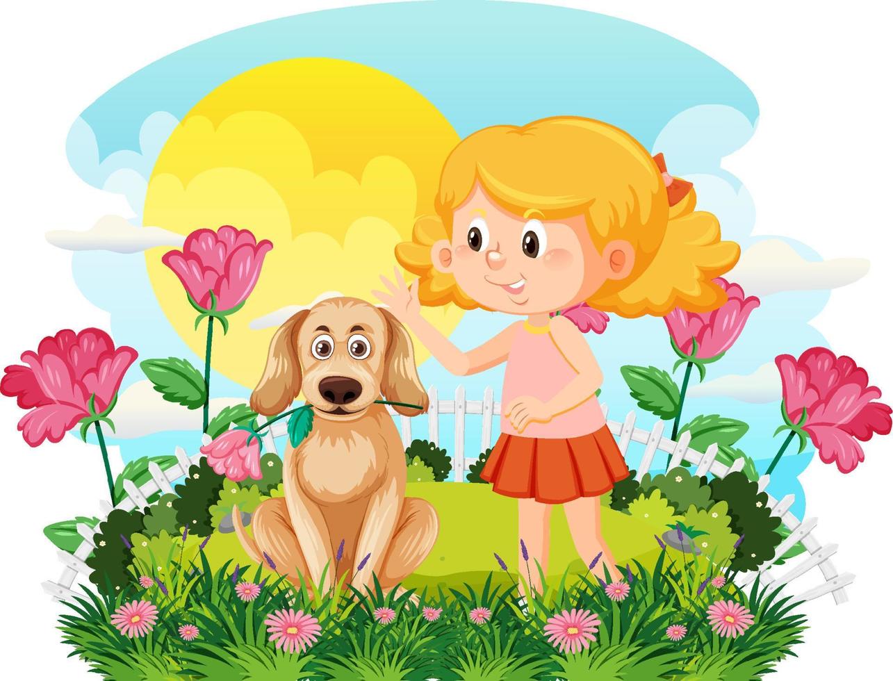 Happy children enjoying outdoor at the yard vector