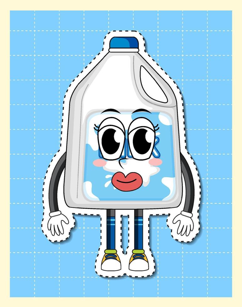 Milk cartoon character on grid background vector