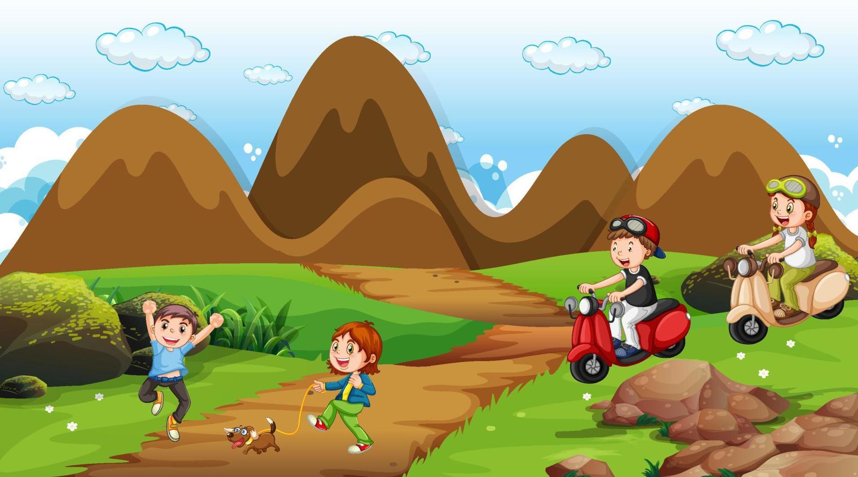 Children playing outdoor park vector