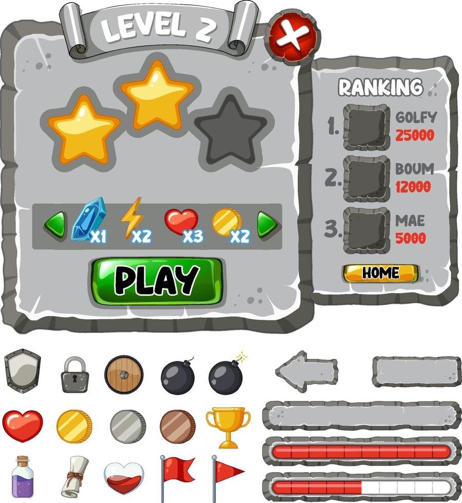 Game element template design set vector
