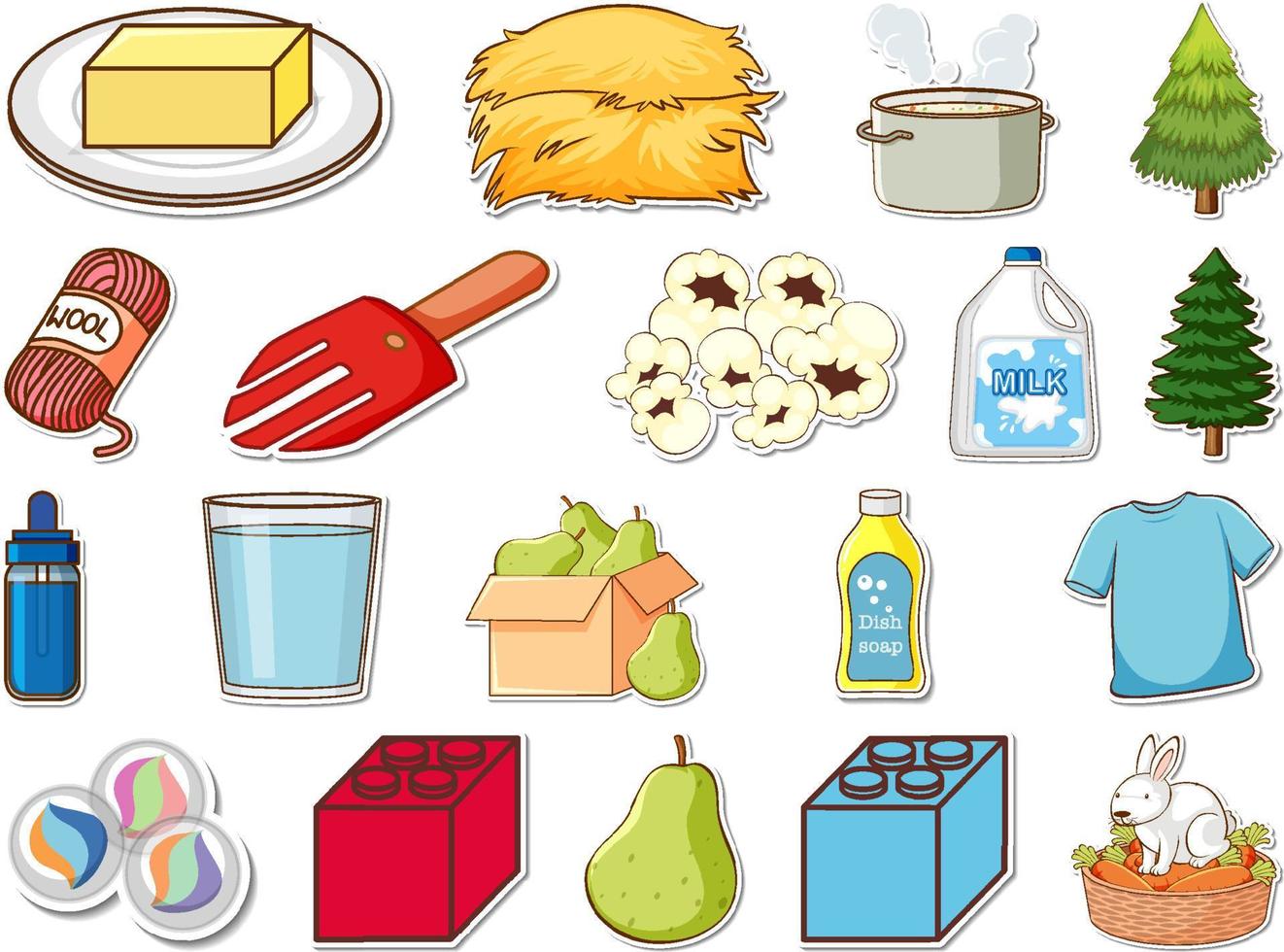 Sticker set of mixed daily objects vector