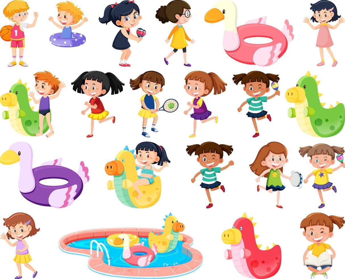 Set of children doing different activities vector