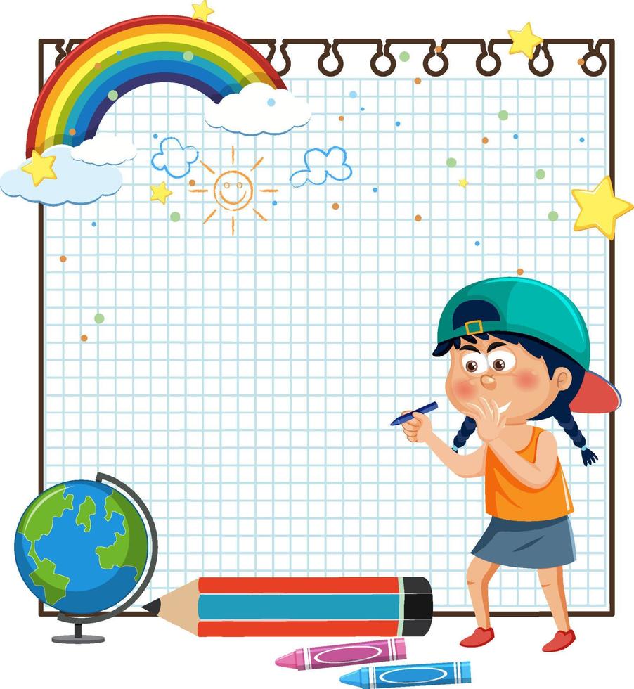 Empty board template with cartoon character vector