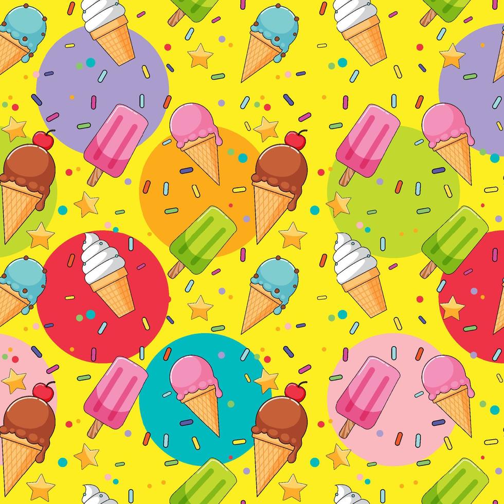 Sweet ice cream seamless pattern vector