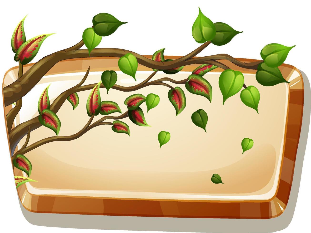 Wooden board template with tree branch vector