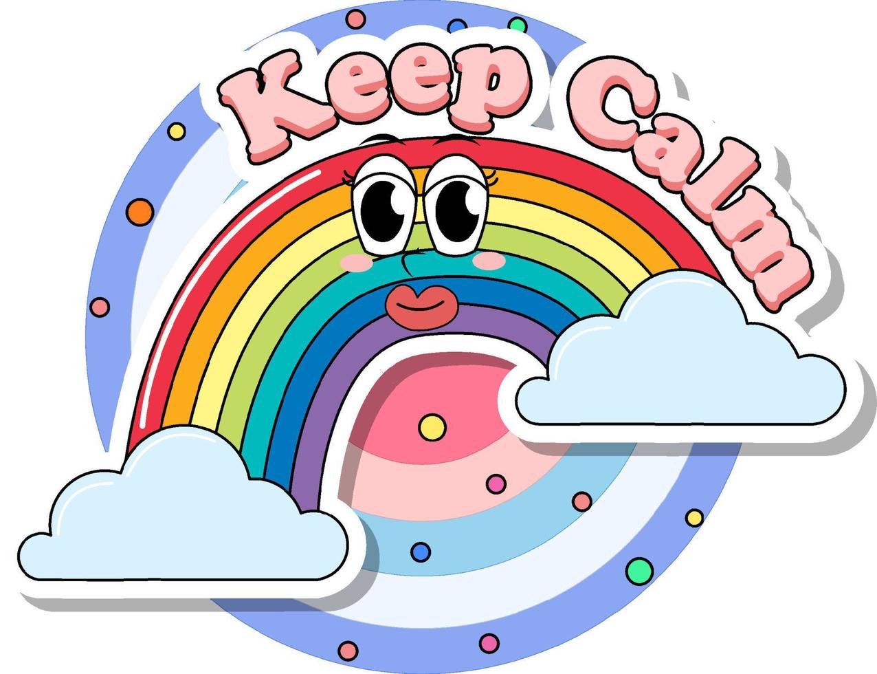 Rainbow logo with the word Keep Calm text icon vector