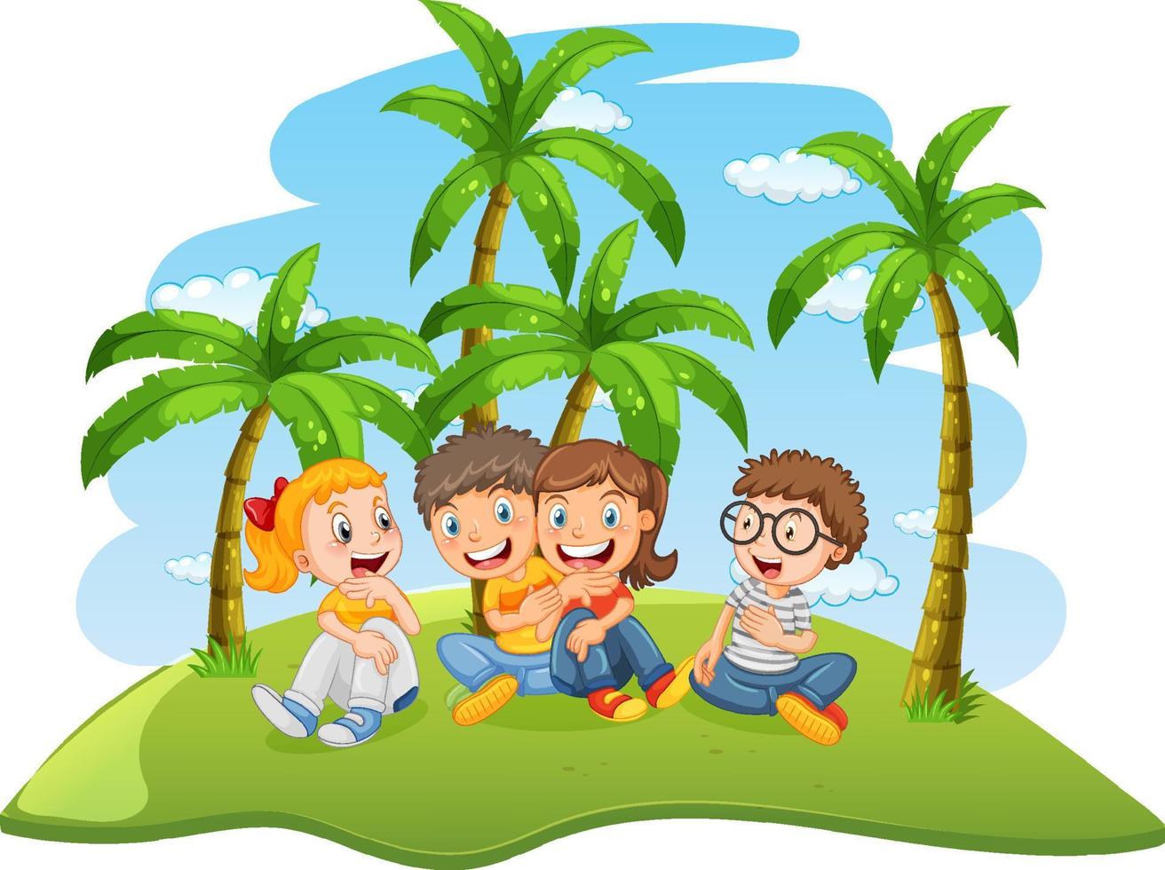 Happy children friendship cartoon vector