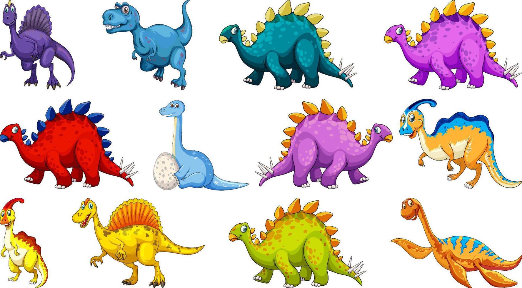 Dinosaur set on white background vector