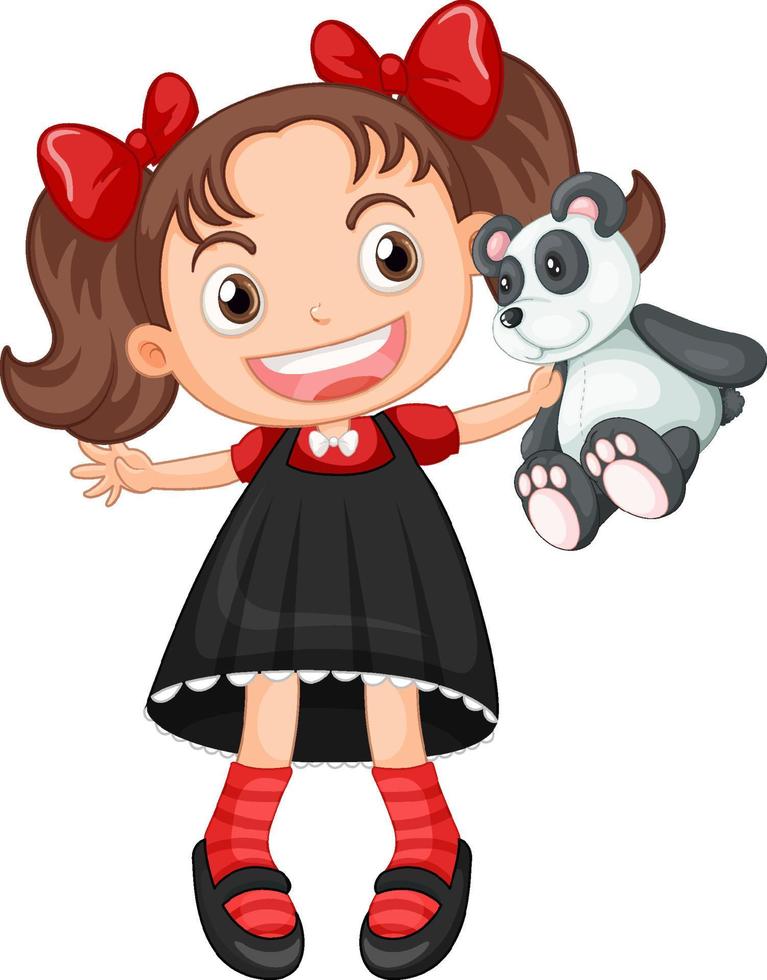 Little cute girl holding teddy bear vector