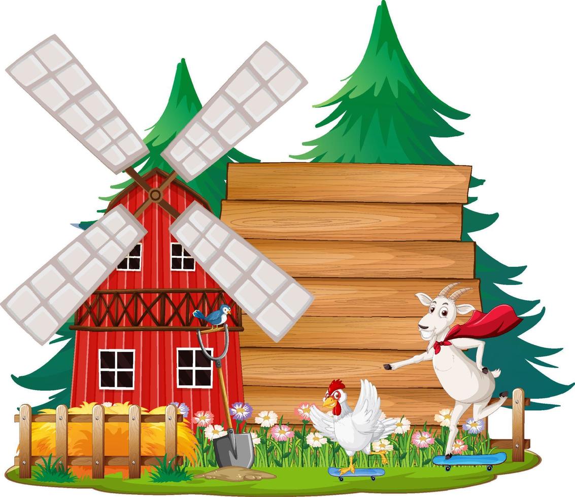 Empty banner template with farm animals vector