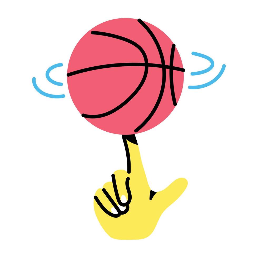 A handy sticker design of basketball spin vector