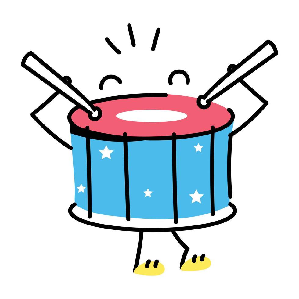 Musical instrument, trendy snare drum sticker vector
