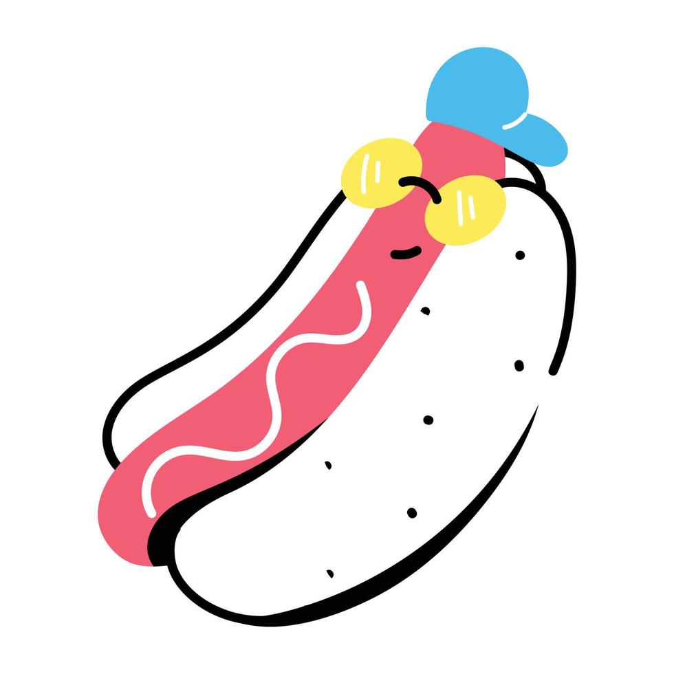 Independence food, amazing sticker of hot dog vector