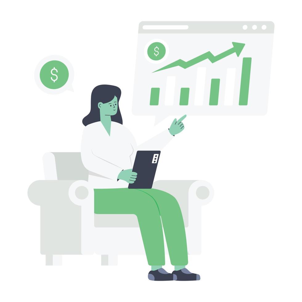 Bitcoin growth illustration designed in flat style vector