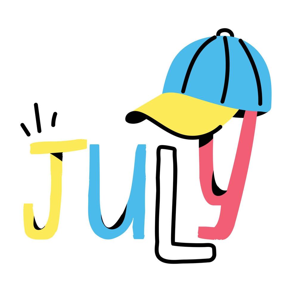 A cute sticker design of july vector