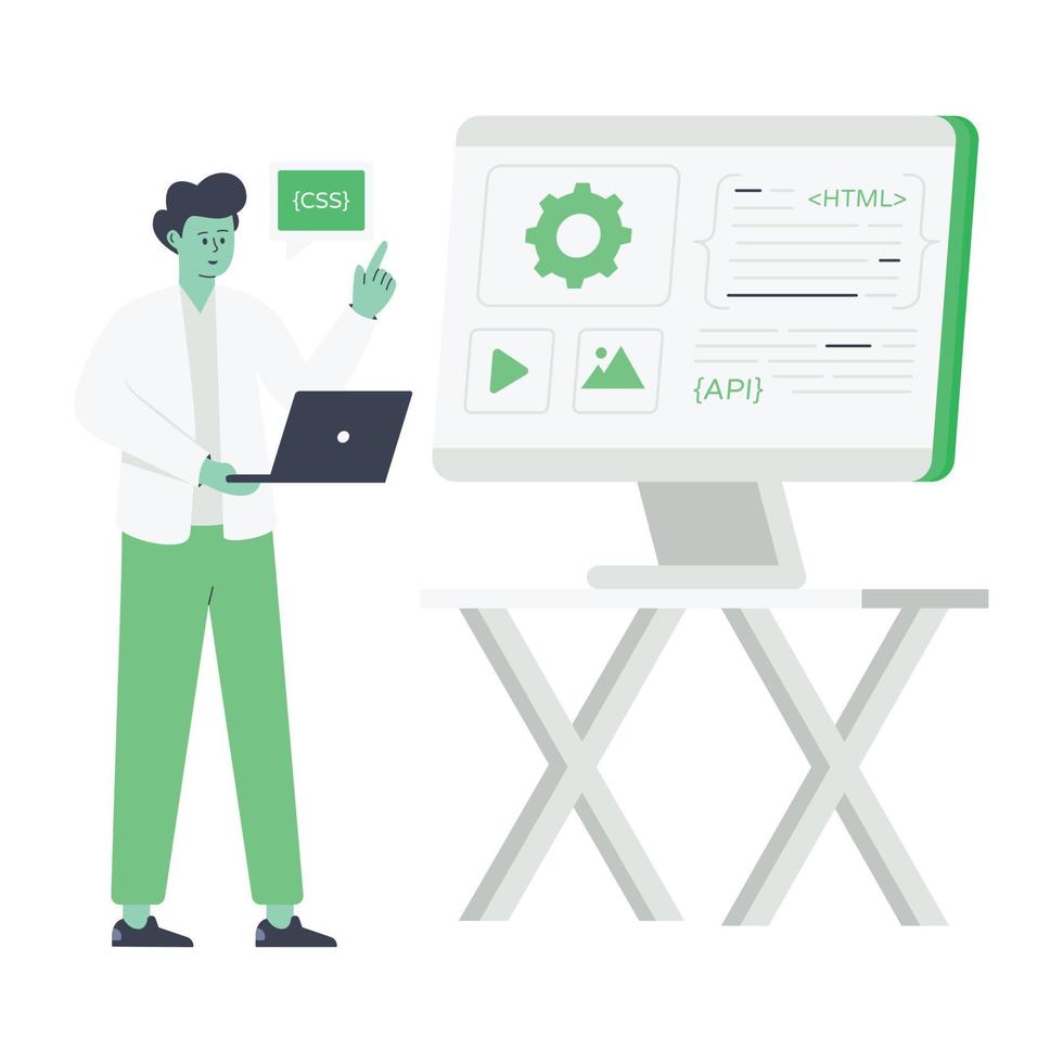 Modern flat illustration of programming vector