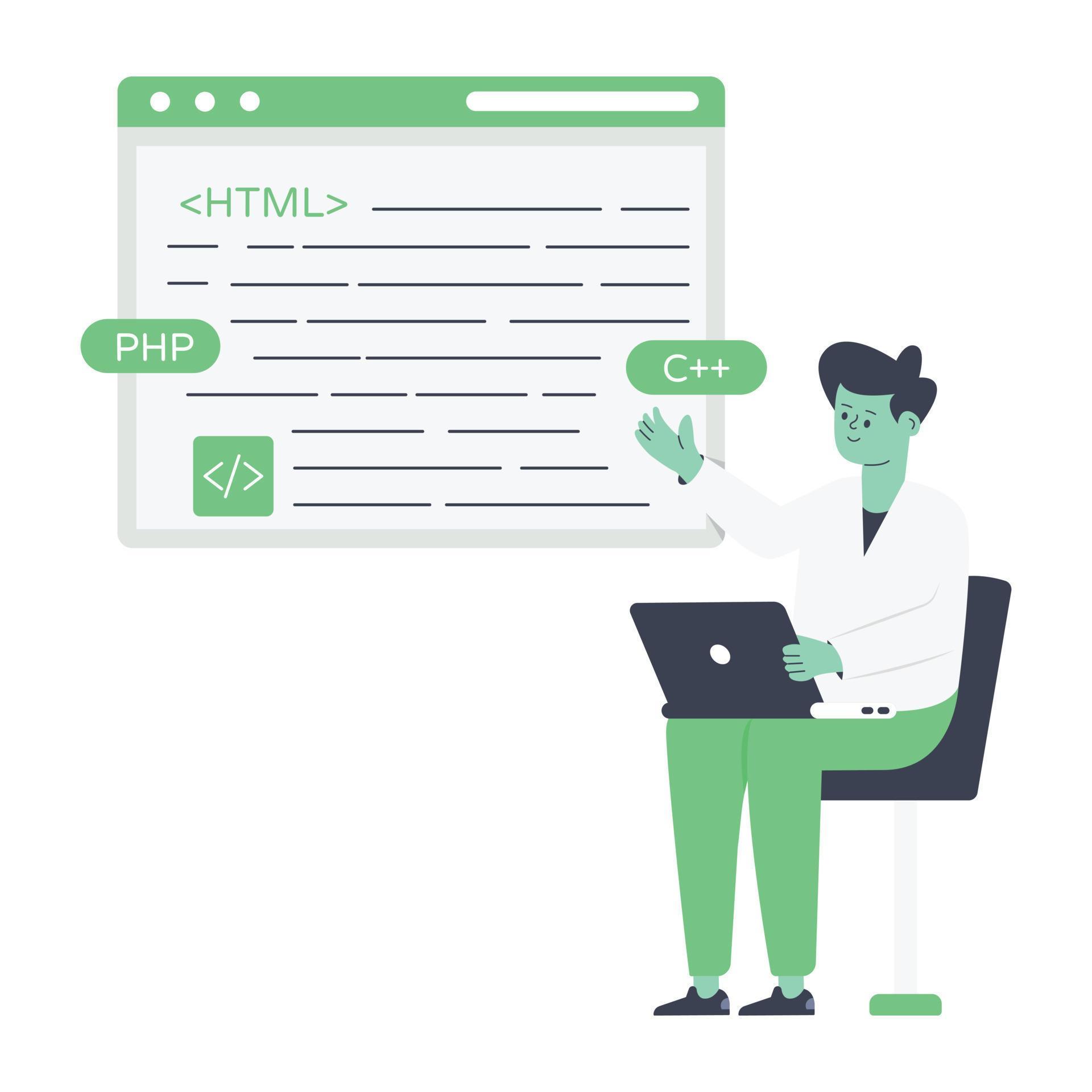 Modern flat illustration of programming 9204723 Vector Art at Vecteezy