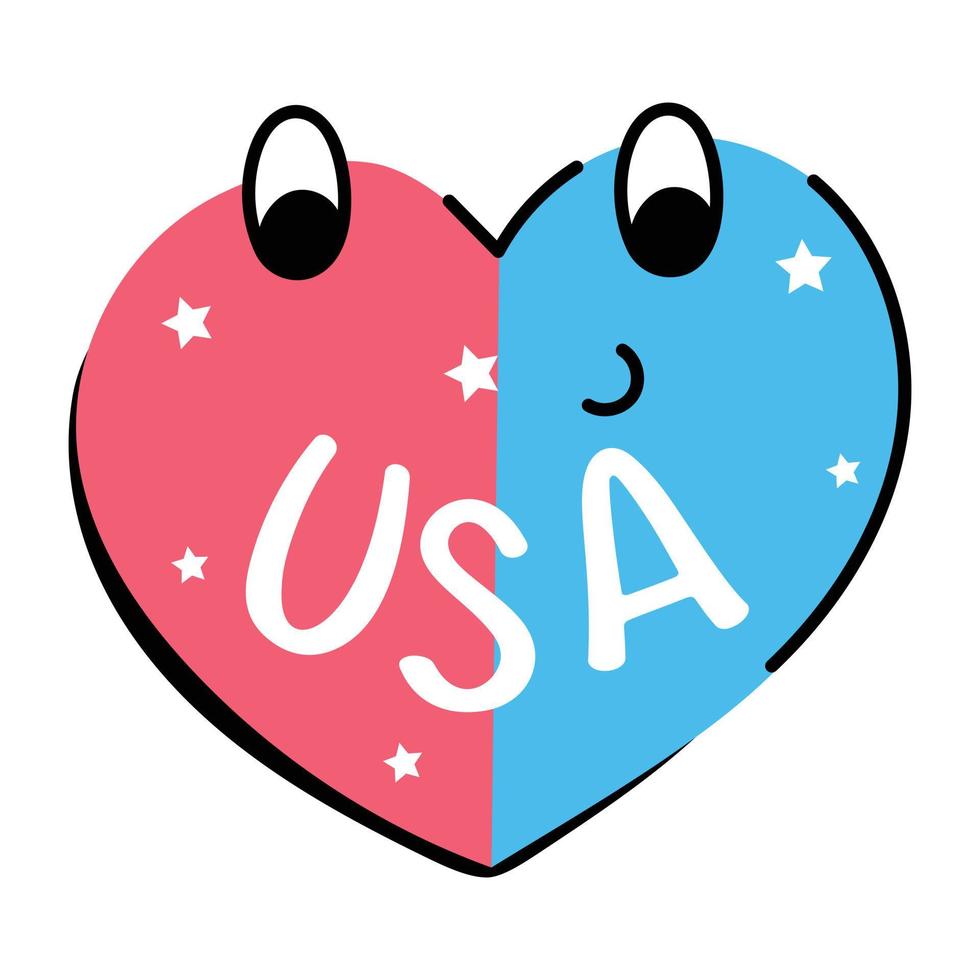 Beautifully designed sticker of USA heart vector