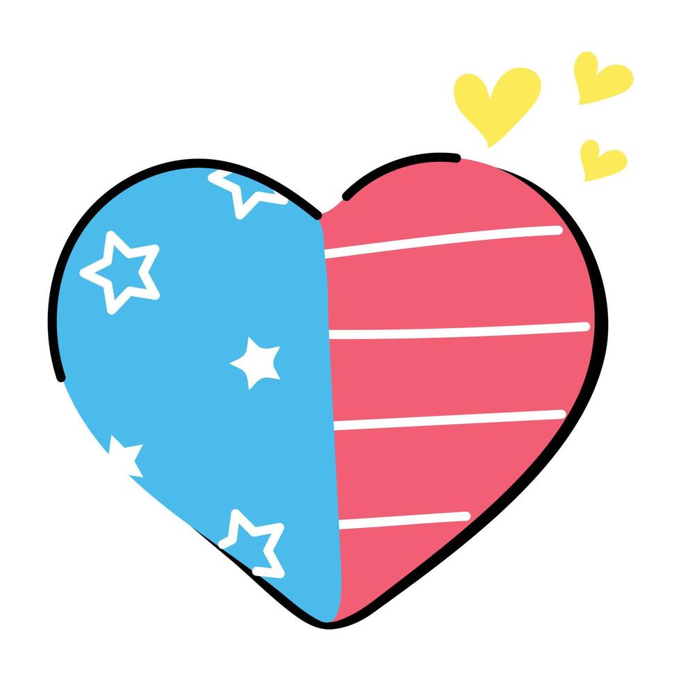 Beautifully designed sticker of USA heart vector