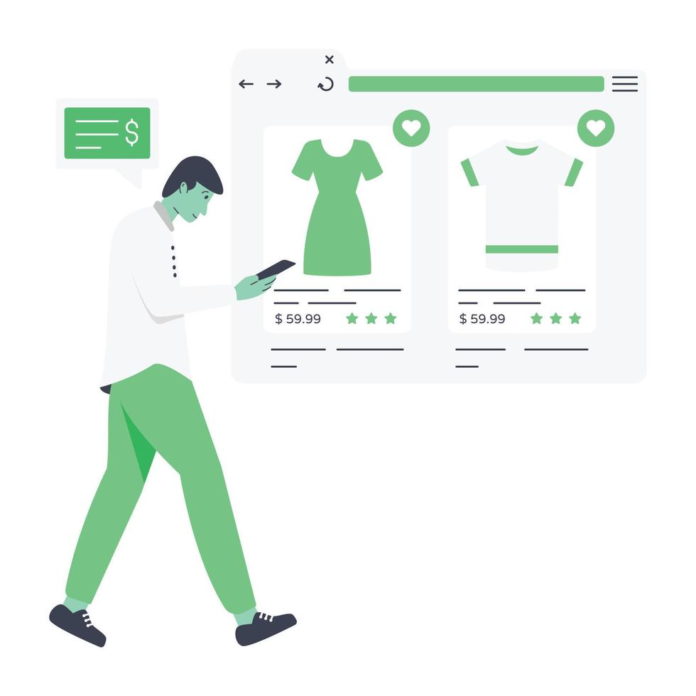 Check out flat illustration of online shopping vector